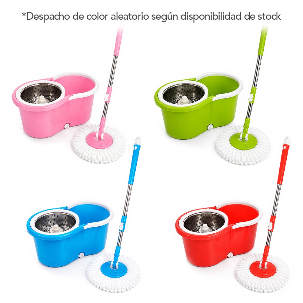 TRAPEADOR CON ESCURRIDOR GIRATORIO AUTOMÁTICO CON MOPA DE REGALO ALT WW1 - 2