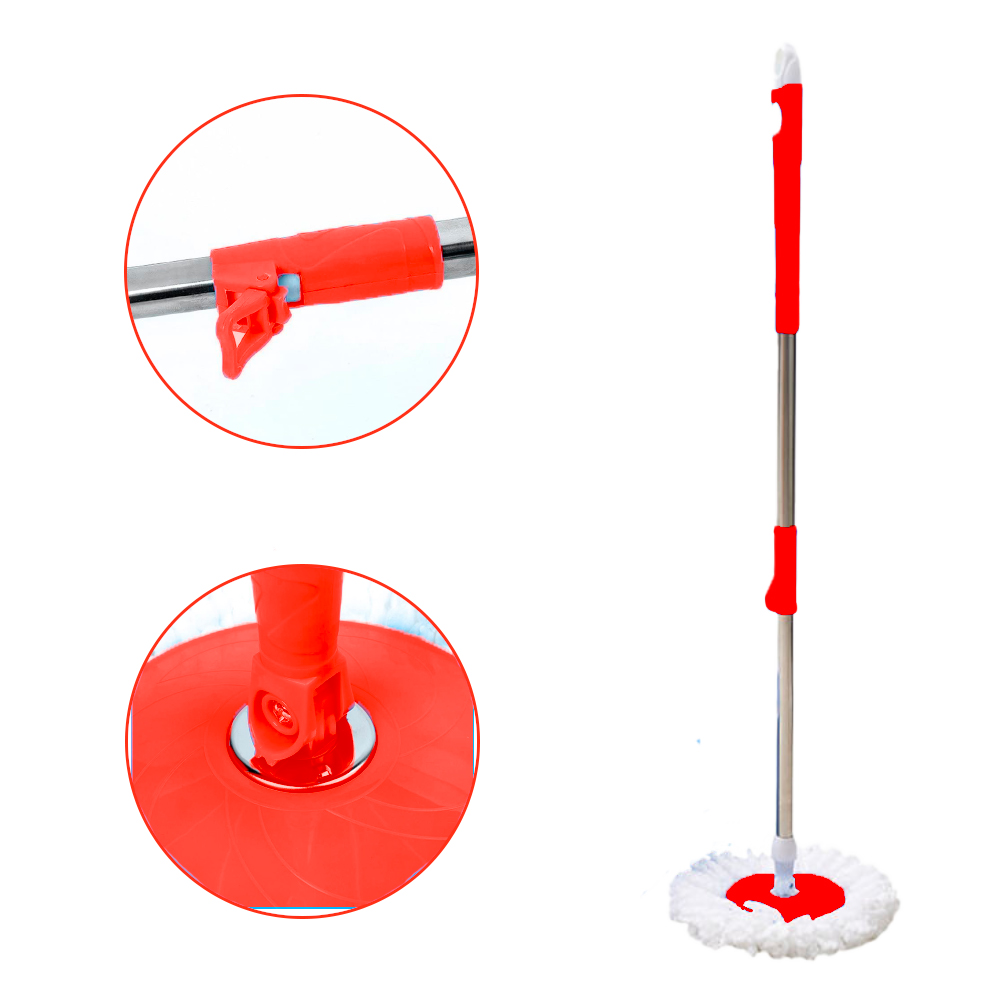 TRAPEADOR CON ESCURRIDOR GIRATORIO AUTOMÁTICO 2 MOPAS ROJO - 2
