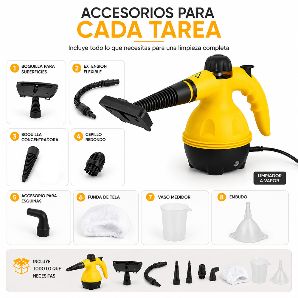 LIMPIADOR A VAPOR ELÉCTRICO MULTIFUNCIONAL PORTÁTIL 4 EN 1 - 4
