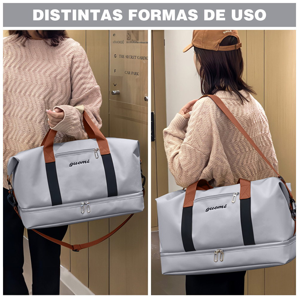 BOLSO DE VIAJE MALETÍN DEPORTIVO GIMNASIO PLOMO CG0 - 2