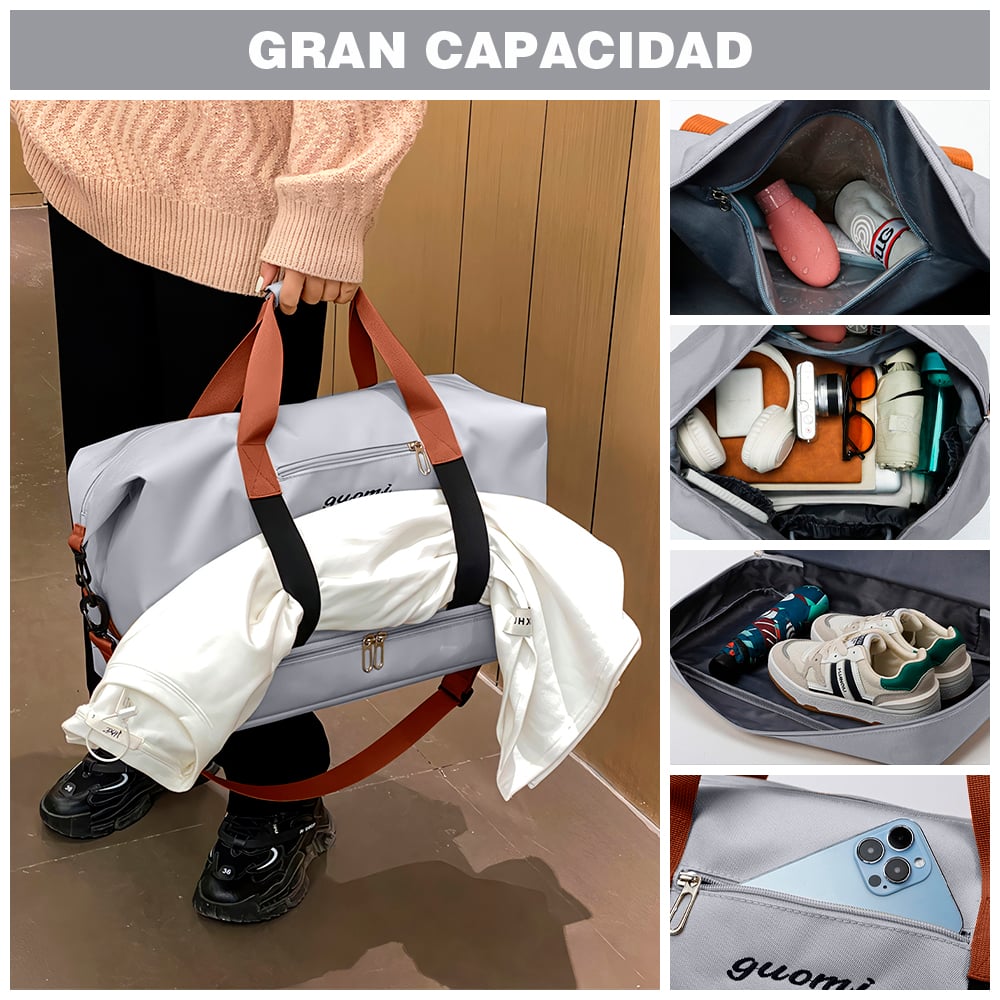 BOLSO DE VIAJE MALETÍN DEPORTIVO GIMNASIO PLOMO CG0 - 3