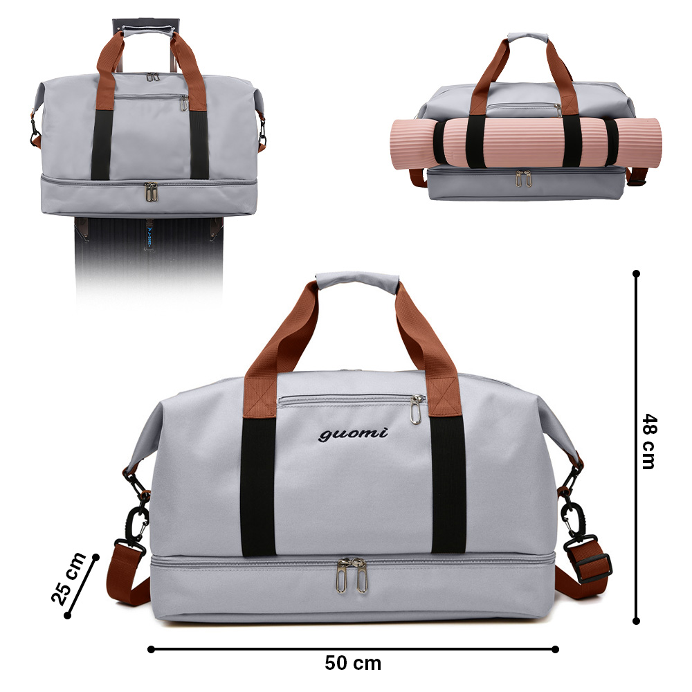 BOLSO DE VIAJE MALETÍN DEPORTIVO GIMNASIO PLOMO CG0 - 6