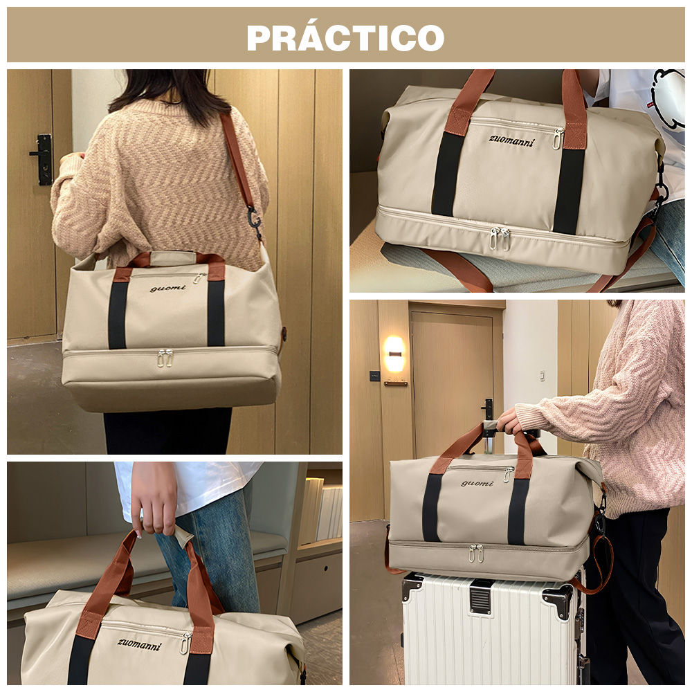 BOLSO DE VIAJE MALETÍN DEPORTIVO GIMNASIO BEIGE CG0 - 5