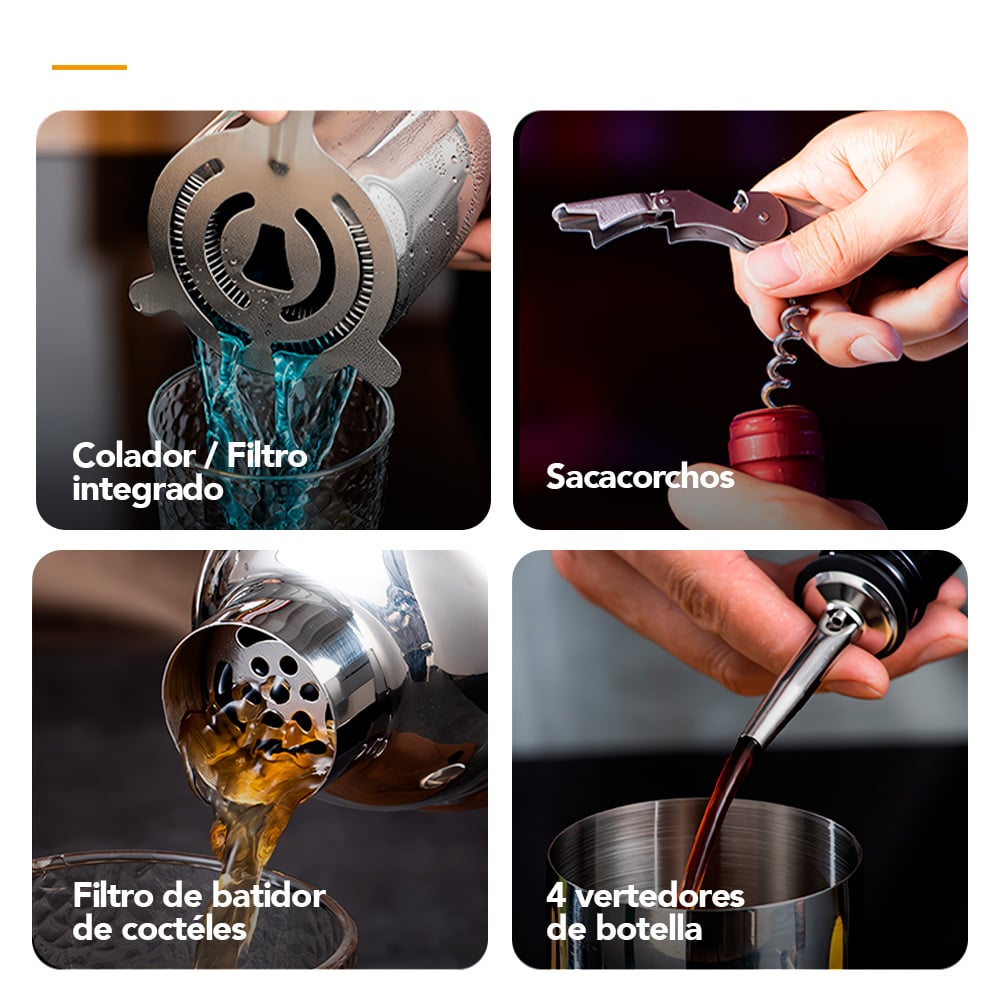 SET DE BAR PROFESIONAL 12 PIEZAS JUEGO DE COCTELERA PARA BARMAN SL6 - 5