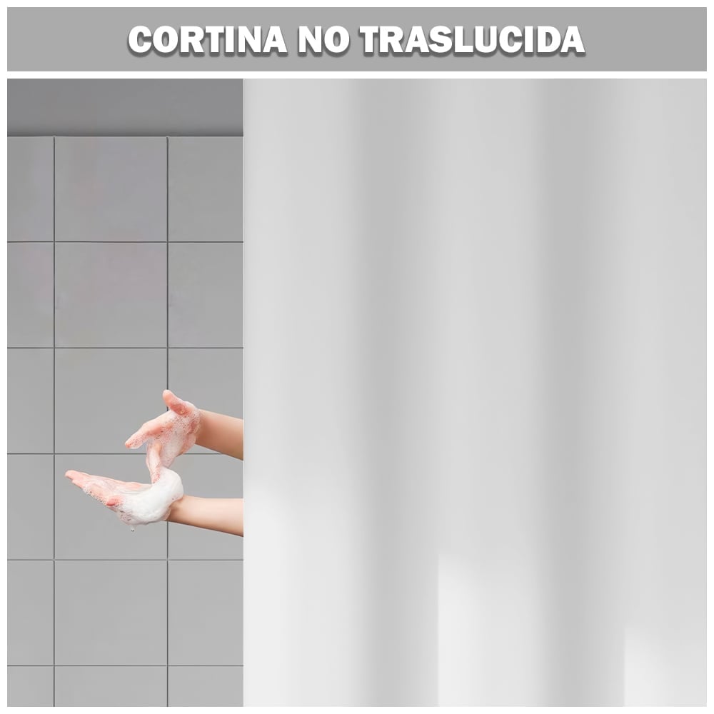 CORTINA DE BAÑO MODERNA IMPERMEABLE ACCESORIO PARA DUCHA U11 BLANCO - 3
