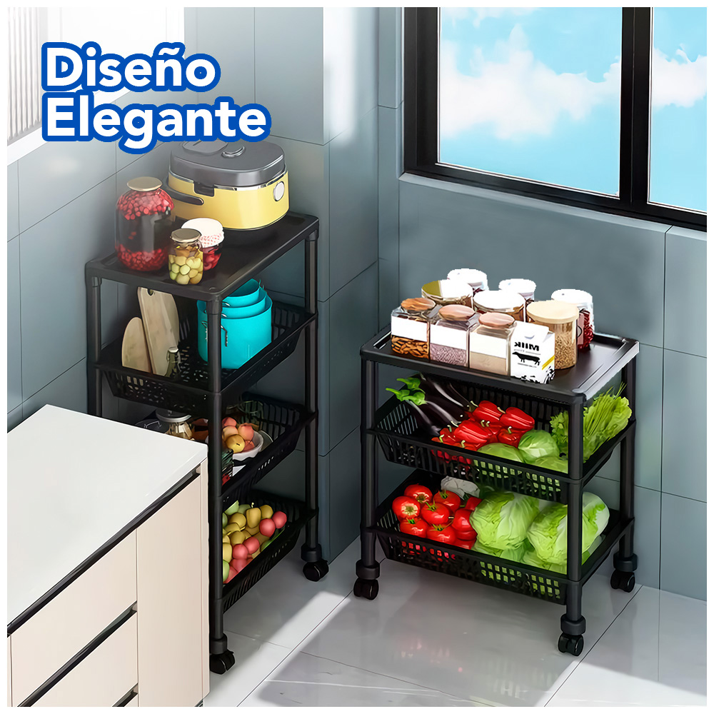 CARRITO ORGANIZADOR 3 NIVELES CON RUEDAS MULTIUSOS YH7 - 2