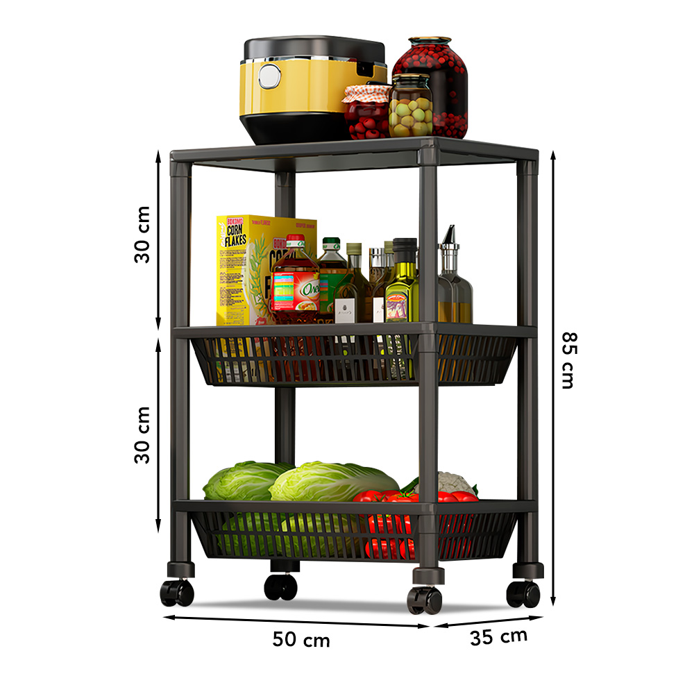 CARRITO ORGANIZADOR 3 NIVELES CON RUEDAS MULTIUSOS YH7 - 6