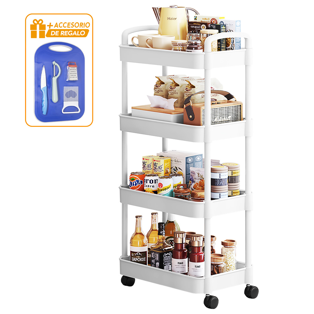 CARRITO ORGANIZADOR 4 NIVELES PARA COCINA JK4 Y SET DE 5 ACCESORIOS A60 - 1