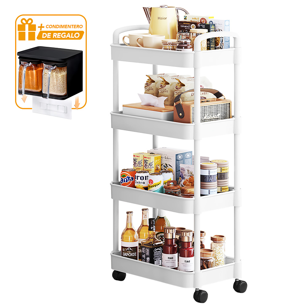 CARRITO ORGANIZADOR 4 NIVELES PARA COCINA JK4 Y CONDIMENTERO COLGANTE NG F48 - 1