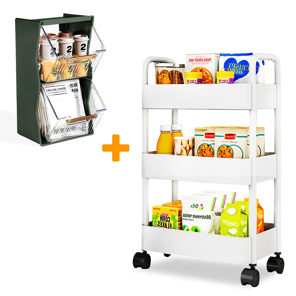 CARRITO ORGANIZADOR 3 NIVELES PARA COCINA JK3 Y CAJA ORGANIZADORA VD 17F - 1