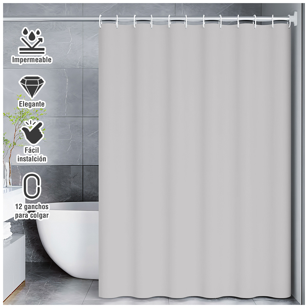 CORTINA DE BAÑO MODERNA IMPERMEABLE ACCESORIO PARA DUCHA BEIGE U11 - 1
