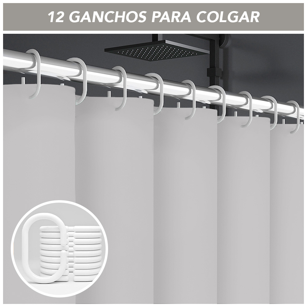 CORTINA DE BAÑO MODERNA IMPERMEABLE ACCESORIO PARA DUCHA BEIGE U11 - 4