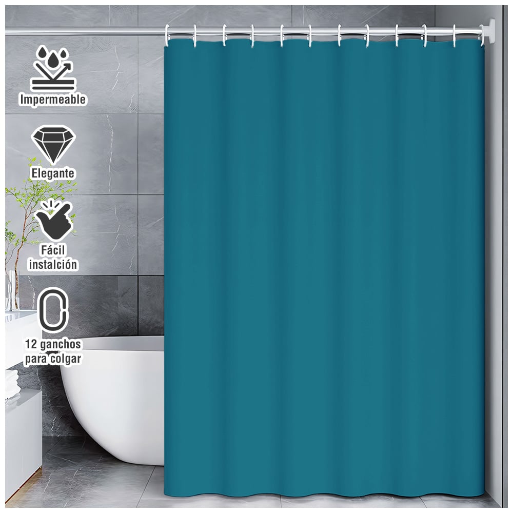 CORTINA DE BAÑO MODERNA IMPERMEABLE ACCESORIO PARA DUCHA AZUL MARINO U11 - 1