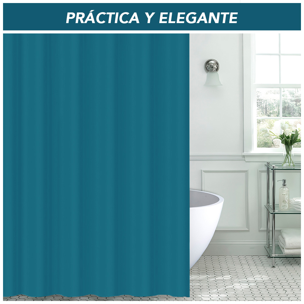 CORTINA DE BAÑO MODERNA IMPERMEABLE ACCESORIO PARA DUCHA AZUL MARINO U11 - 2