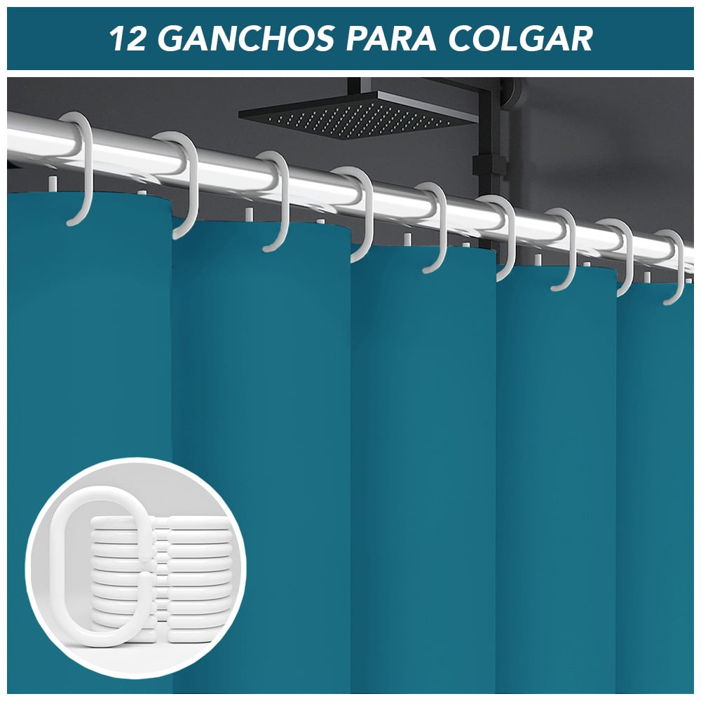 CORTINA DE BAÑO MODERNA IMPERMEABLE ACCESORIO PARA DUCHA AZUL MARINO U11 - 4