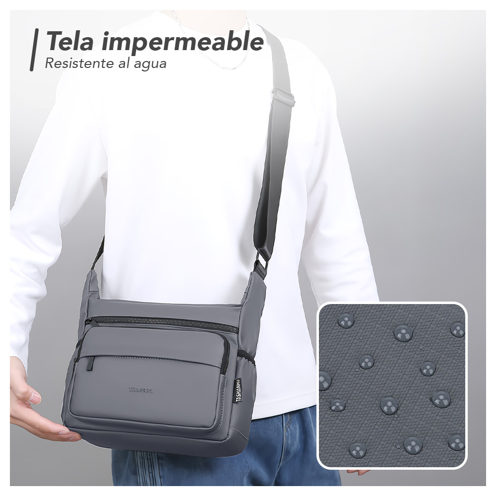 MORRAL PARA HOMBRE CON CORREA AJUSTABLE Y MÚLTIPLES BOLSILLOS PL MP1 - 2