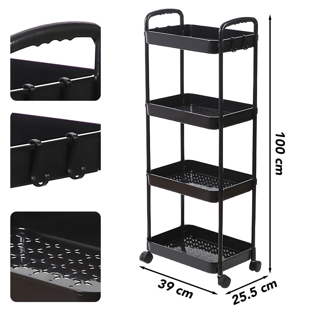 CARRITO ORGANIZADOR 4 NIVELES CON RUEDAS Y COLGADORES PARA COCINA NG C78 - 6