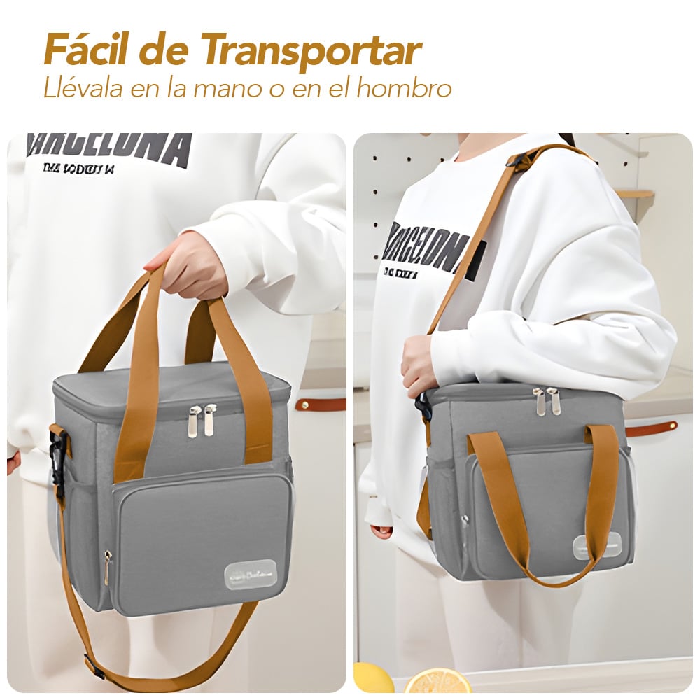 LONCHERA TÉRMICA IMPERMEABLE CON CORREA PLOMO X57 - 3