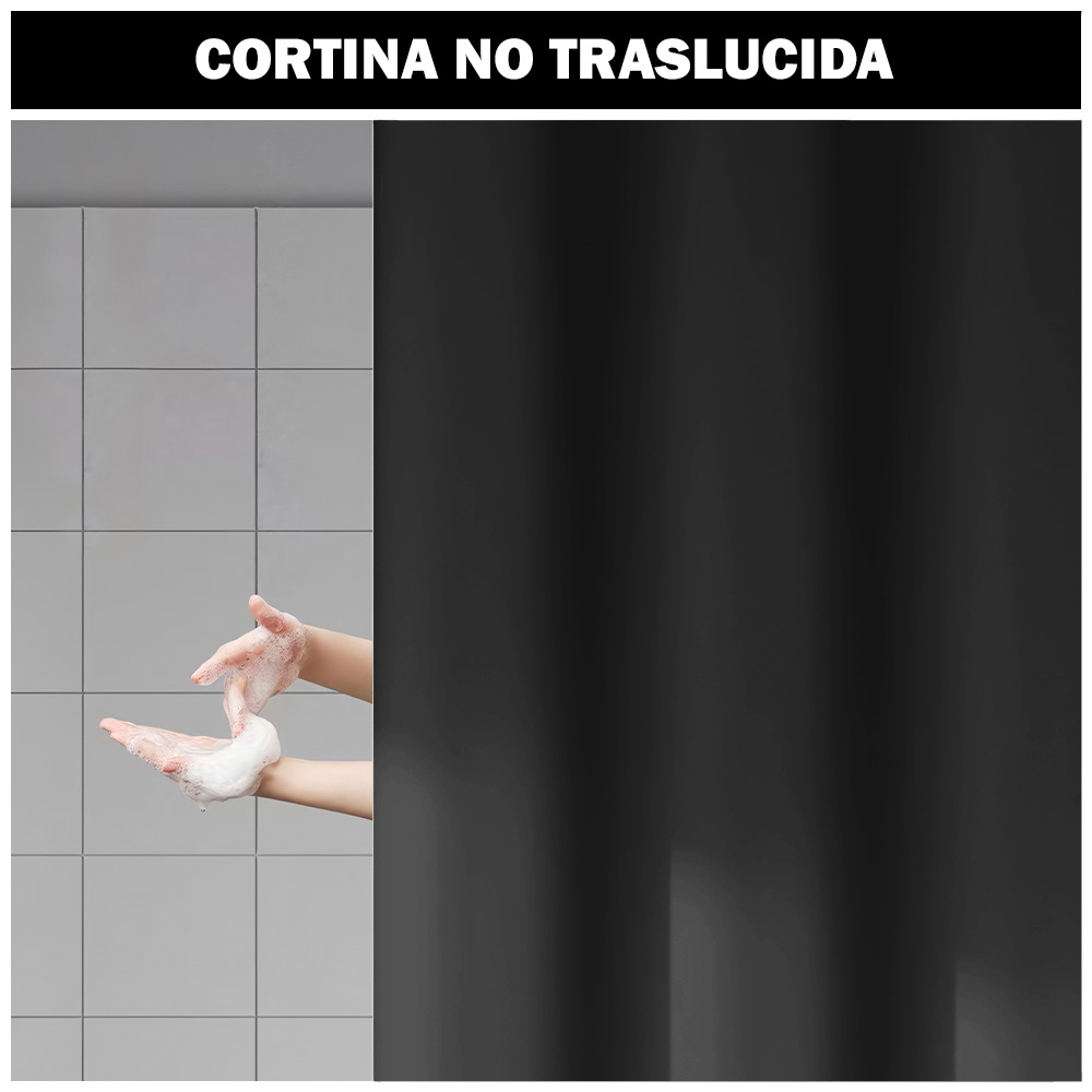 CORTINA DE BAÑO IMPERMEABLE PREMIUM NEGRO U88 - 2