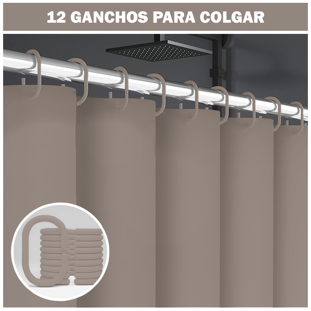 CORTINA DE BAÑO IMPERMEABLE PREMIUM MARRÓN U88 - 5