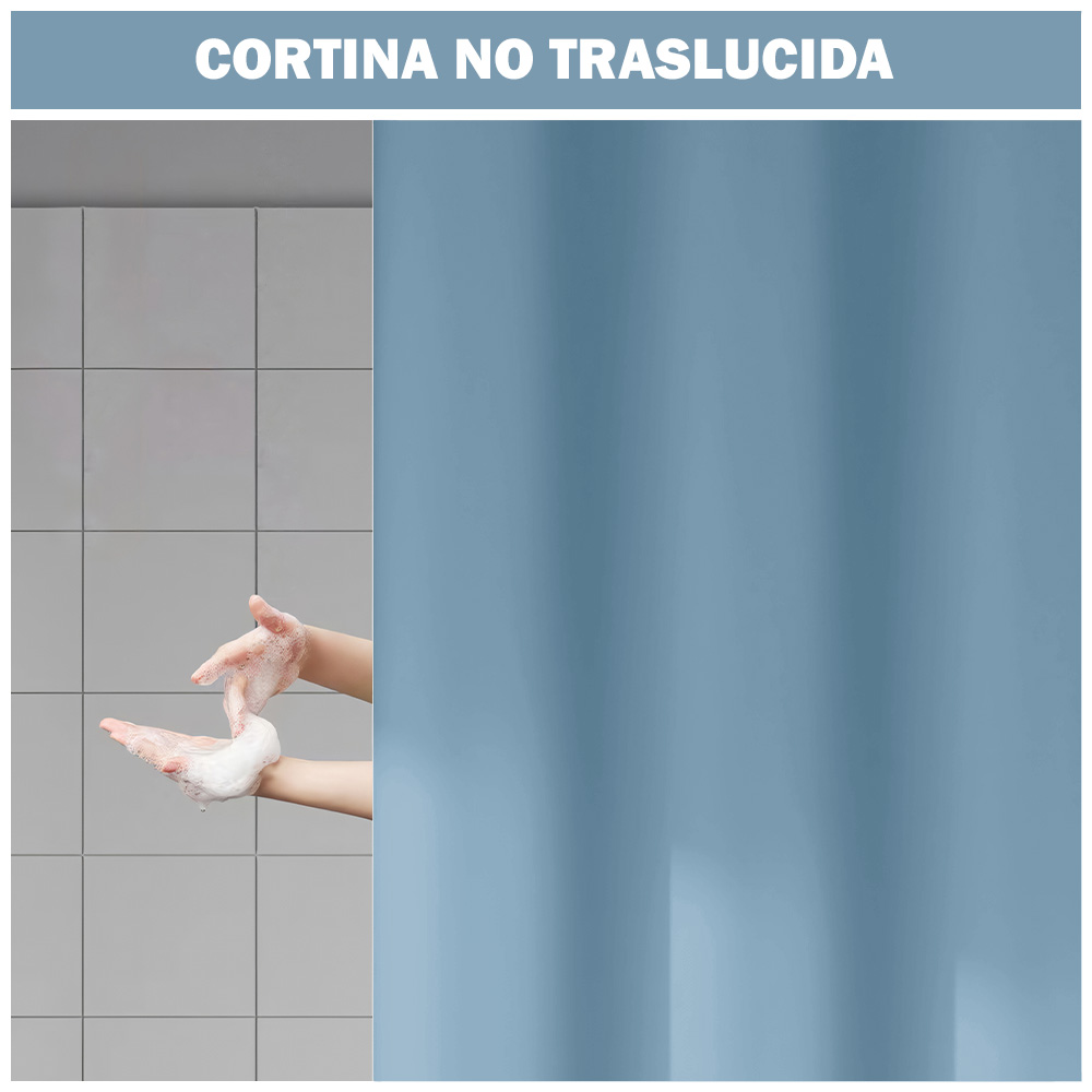 CORTINA DE BAÑO IMPERMEABLE PREMIUM CELESTE U88 - 2