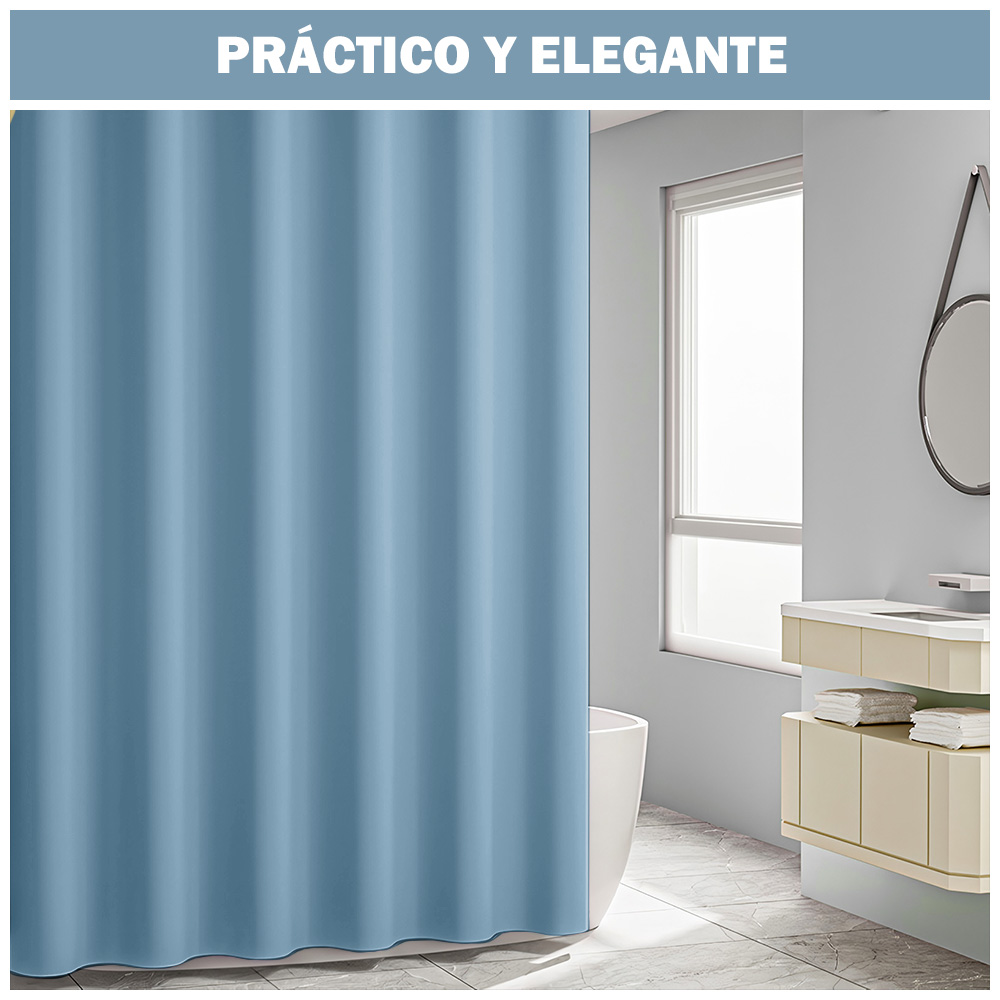 CORTINA DE BAÑO IMPERMEABLE PREMIUM CELESTE U88 - 4