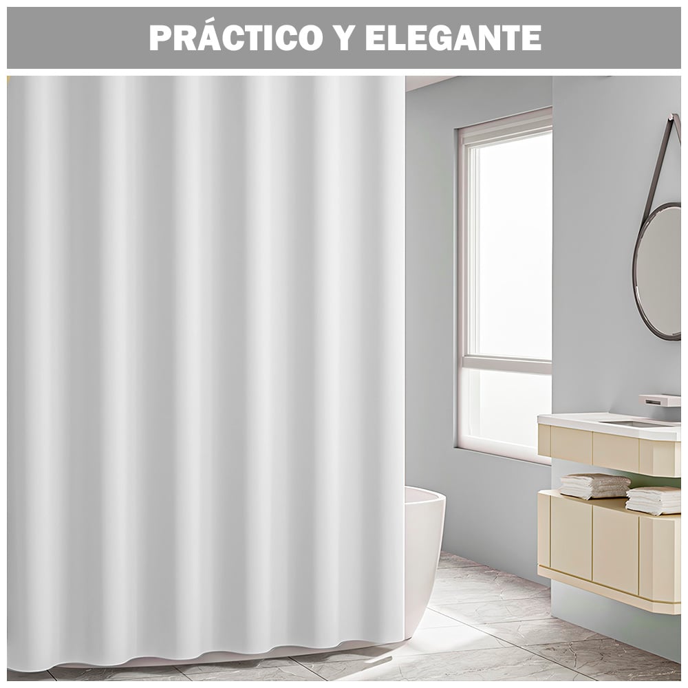CORTINA DE BAÑO IMPERMEABLE PREMIUM BLANCO U88 - 4