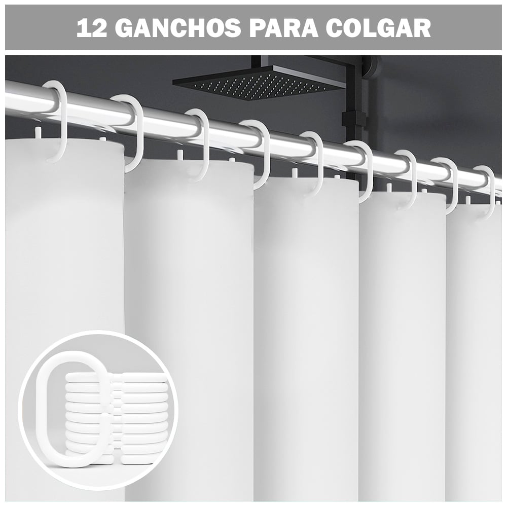 CORTINA DE BAÑO IMPERMEABLE PREMIUM BLANCO U88 - 5