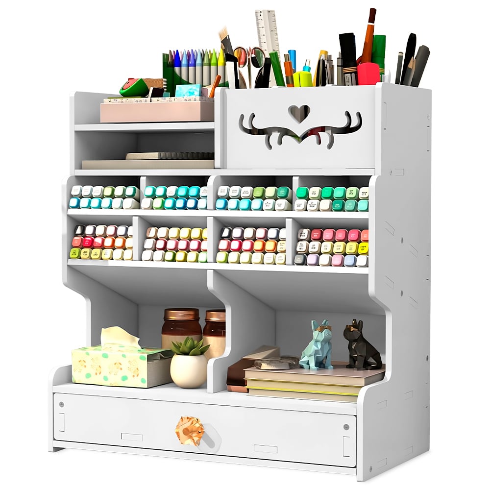 ORGANIZADOR DE ESCRITORIO OFICINA PORTA PLUMONES CON STICKERS KAWAII J29 - 1