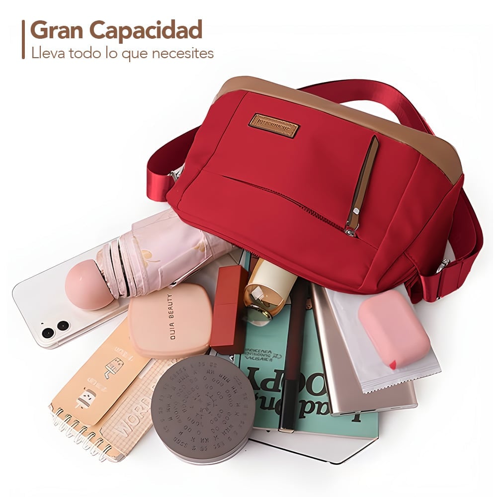 MORRAL PARA MUJER CON CORREA AJUSTABLE Y MULTIPLES BOLSILLOS ROJO ML5 - 2