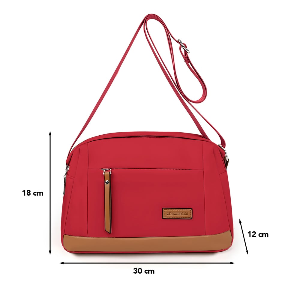 MORRAL PARA MUJER CON CORREA AJUSTABLE Y MULTIPLES BOLSILLOS ROJO ML5 - 6