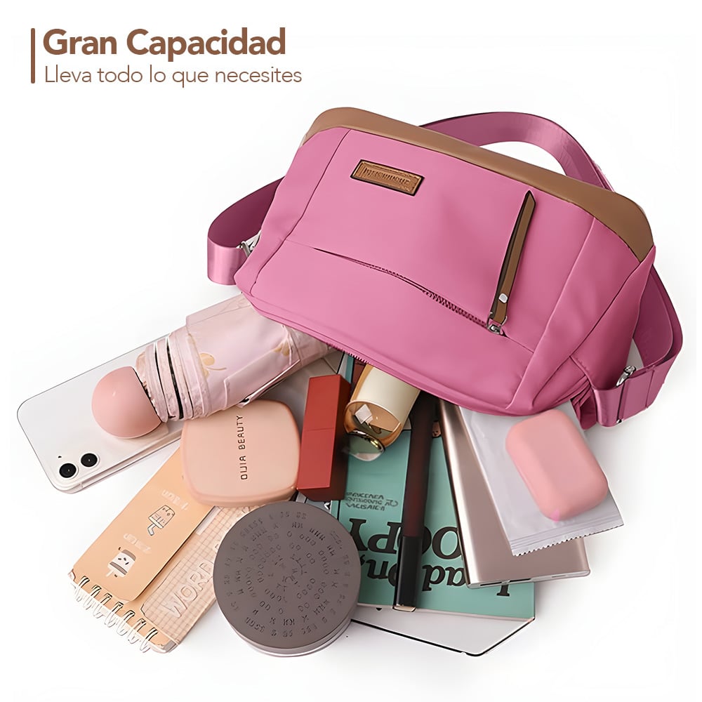 MORRAL PARA MUJER CON CORREA AJUSTABLE Y MULTIPLES BOLSILLOS ROSADO ML5 - 2
