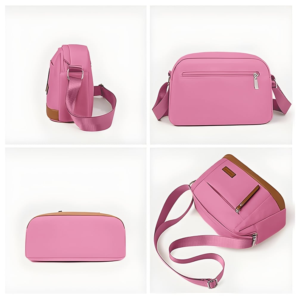 MORRAL PARA MUJER CON CORREA AJUSTABLE Y MULTIPLES BOLSILLOS ROSADO ML5 - 5