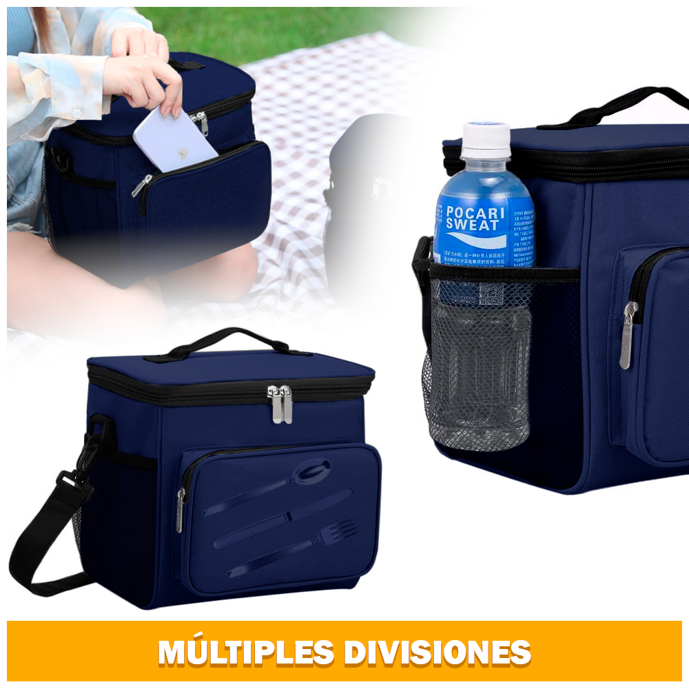 LONCHERA TÉRMICA PARA COMIDA Y ALIMENTOS IMPERMEABLE AZUL 02X - 5