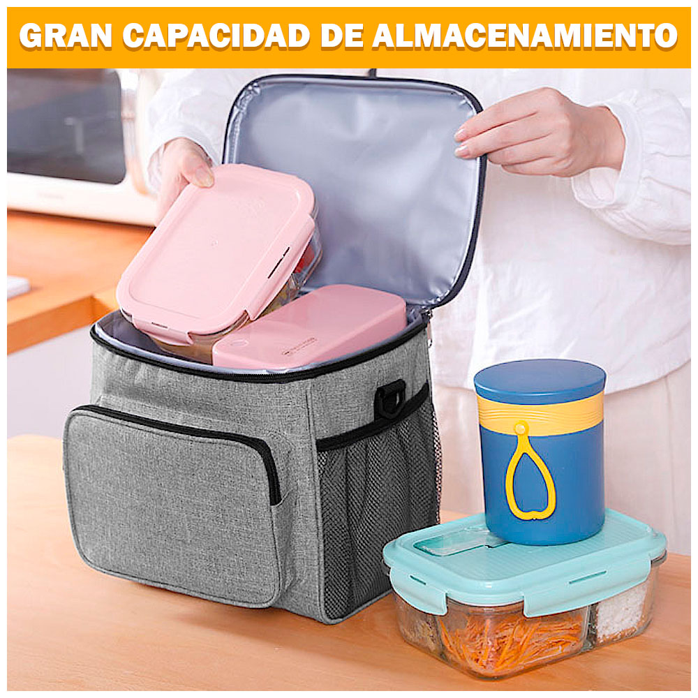LONCHERA TÉRMICA PARA COMIDA Y ALIMENTOS IMPERMEABLE PLOMO 02X - 2