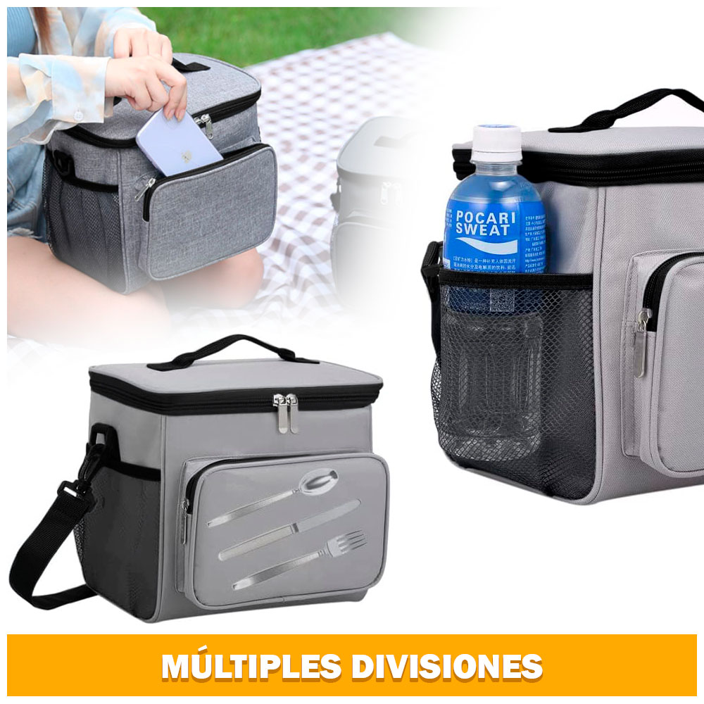 LONCHERA TÉRMICA PARA COMIDA Y ALIMENTOS IMPERMEABLE PLOMO 02X - 5