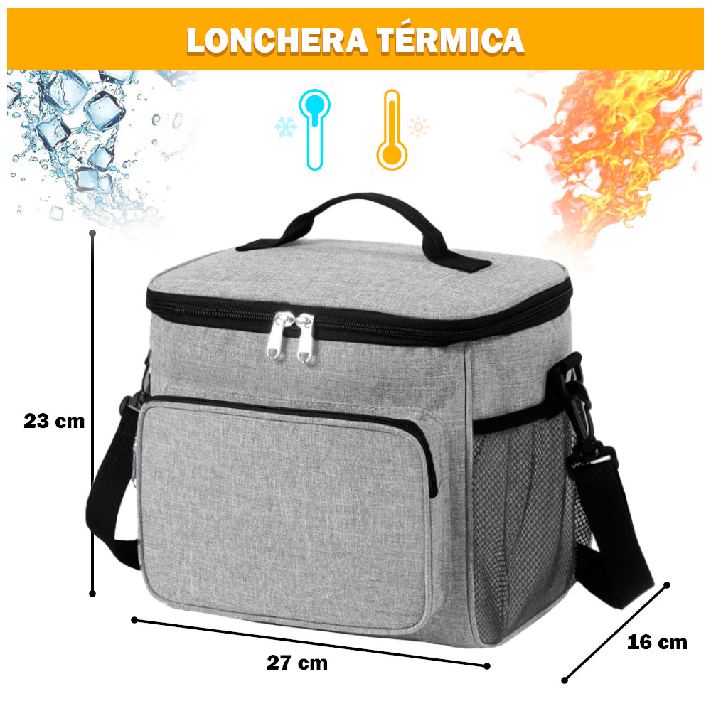 LONCHERA TÉRMICA PARA COMIDA Y ALIMENTOS IMPERMEABLE PLOMO 02X - 6