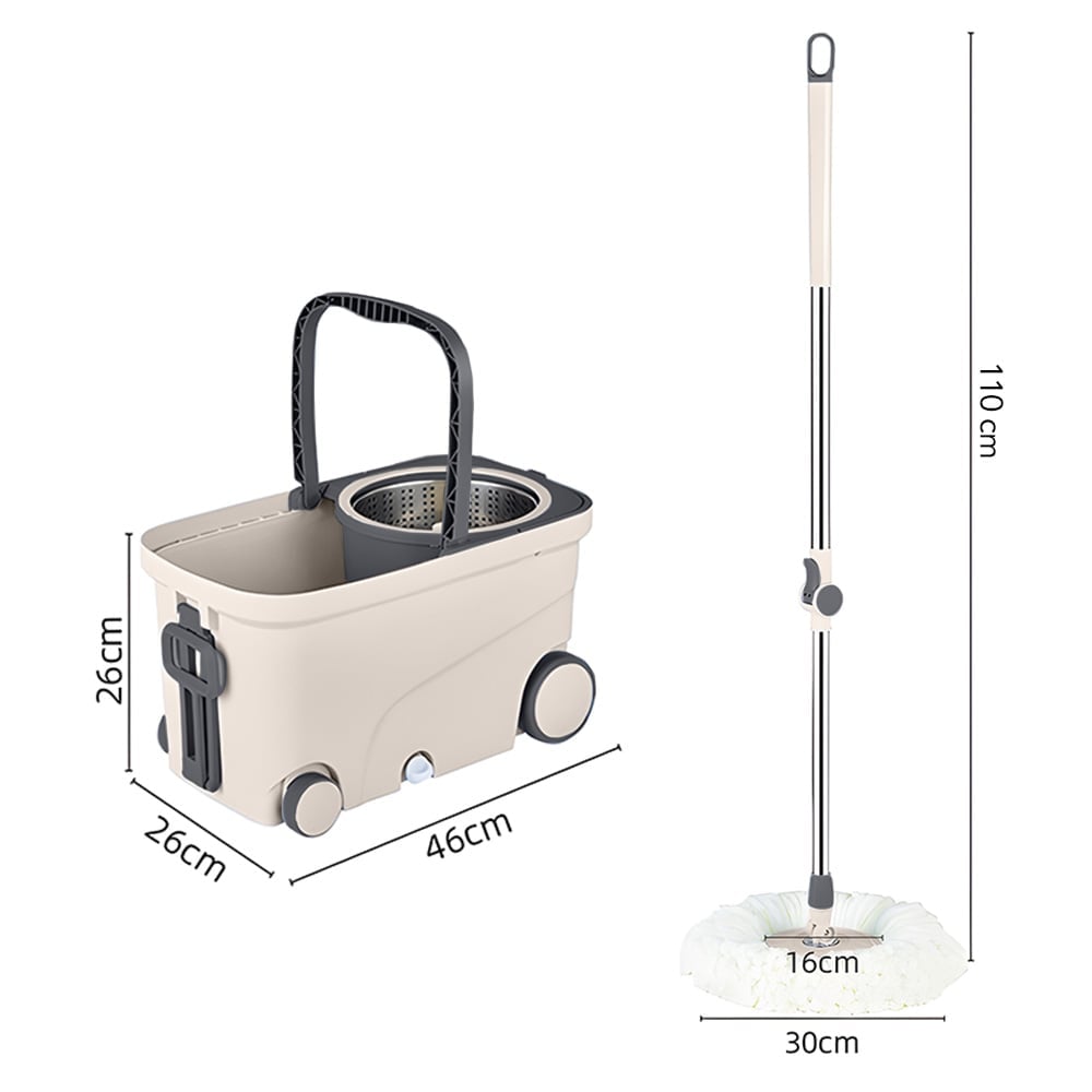 TRAPEADOR GIRATORIO 2 MOPAS CON RUEDAS Y ASA BEIGE S4F - 6