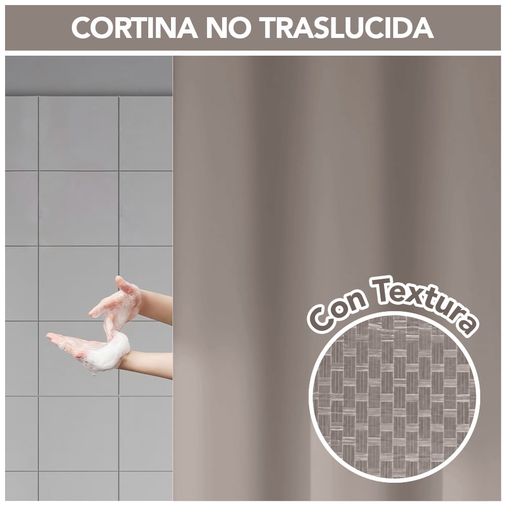 CORTINA DE BAÑO IMPERMEABLE PREMIUM MARRÓN H66 - 2