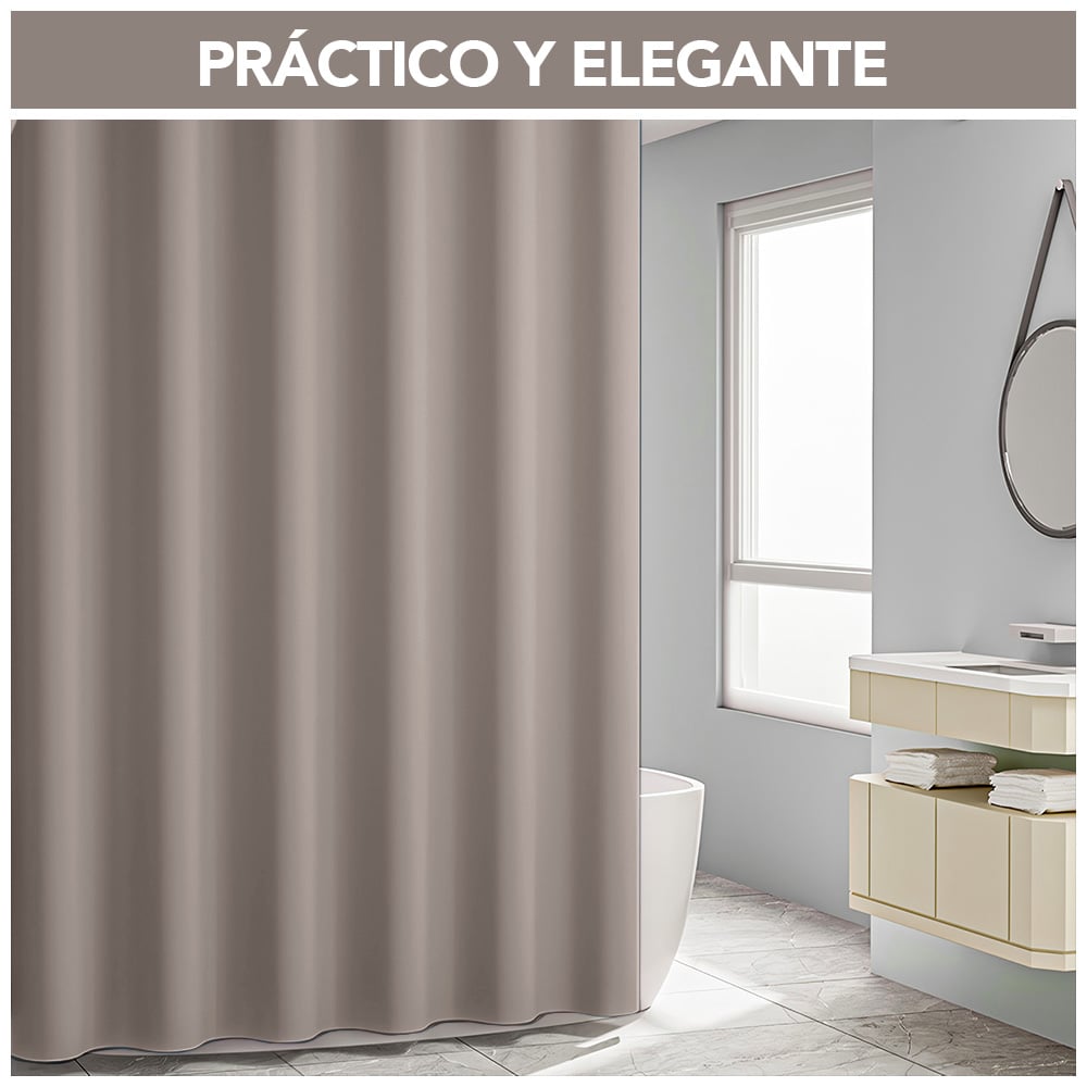 CORTINA DE BAÑO IMPERMEABLE PREMIUM MARRÓN H66 - 4