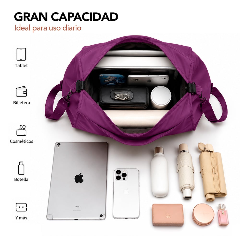 BOLSO PARA MUJER IMPERMEABLE CON GRAN CAPACIDAD Y CORREA AJUSTABLE FUCSIA YW8 - 2