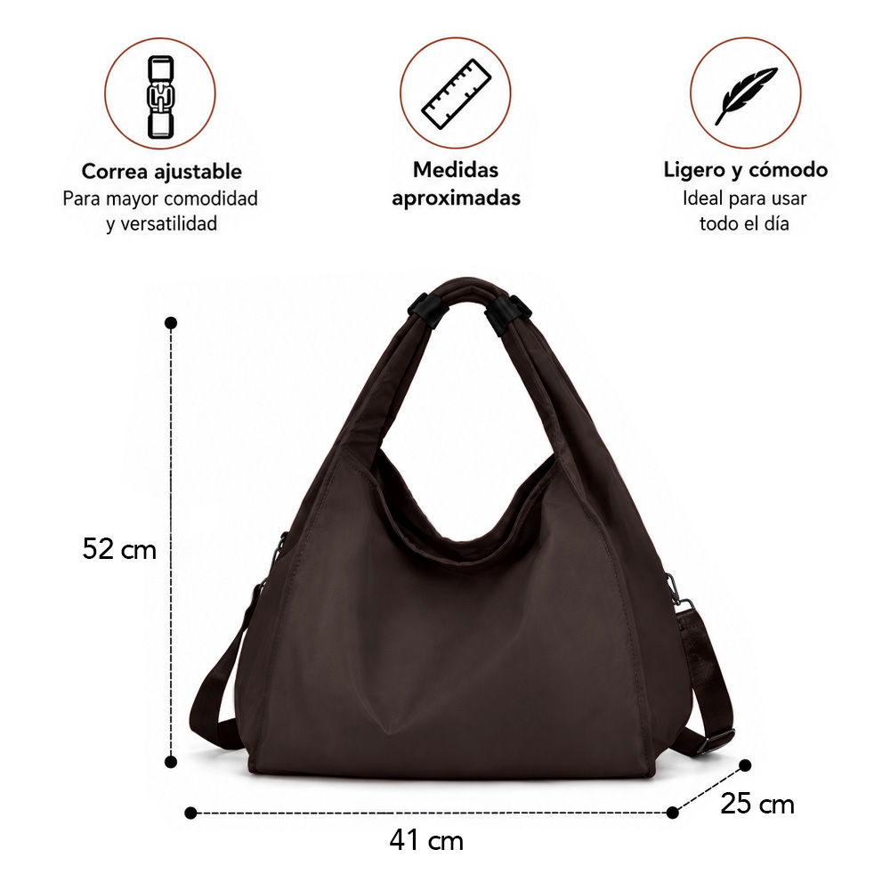 BOLSO PARA MUJER IMPERMEABLE CON GRAN CAPACIDAD Y CORREA AJUSTABLE MARRÓN YW8 - 6