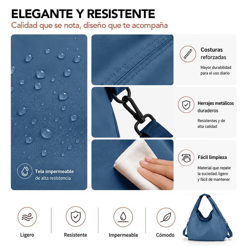 BOLSO PARA MUJER IMPERMEABLE CON GRAN CAPACIDAD Y CORREA AJUSTABLE ACERO YW8 - 4