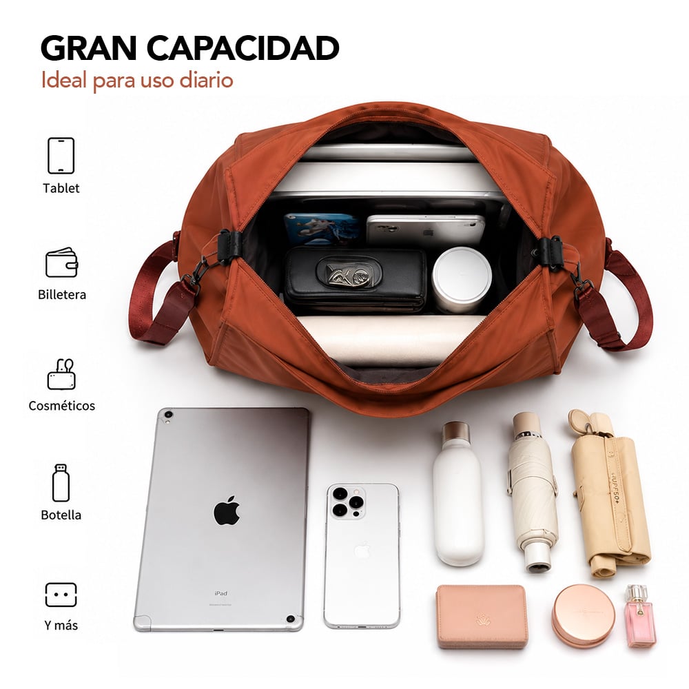 BOLSO PARA MUJER IMPERMEABLE CON GRAN CAPACIDAD Y CORREA AJUSTABLE CAMEL YW8 - 2