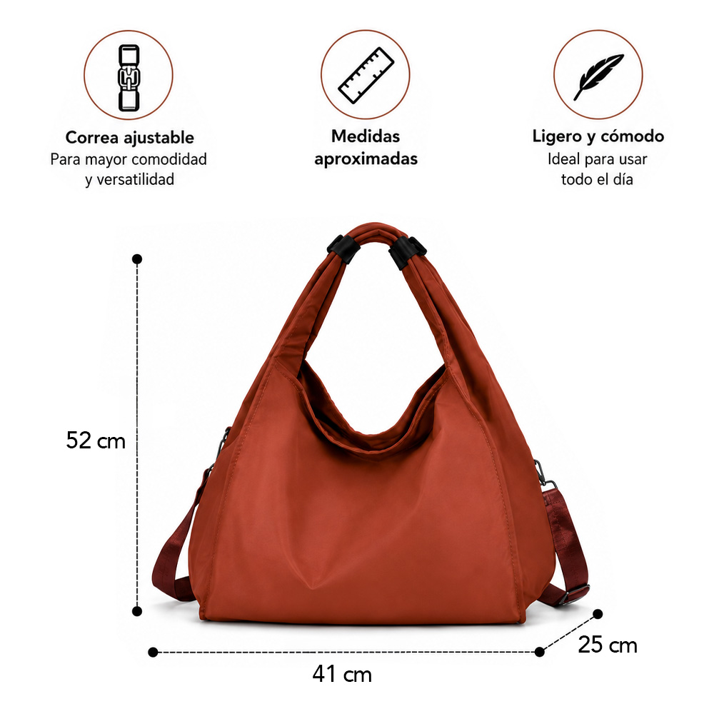 BOLSO PARA MUJER IMPERMEABLE CON GRAN CAPACIDAD Y CORREA AJUSTABLE CAMEL YW8 - 6