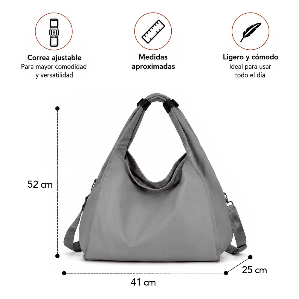 BOLSO PARA MUJER IMPERMEABLE CON GRAN CAPACIDAD Y CORREA AJUSTABLE PLOMO YW8 - 6
