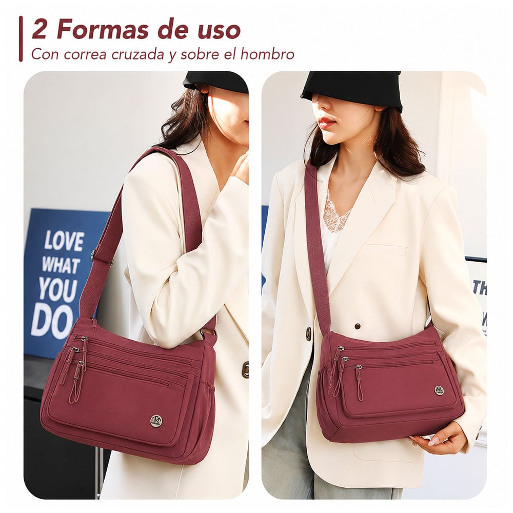 MORRAL PARA MUJER CON CORREA AJUSTABLE Y MÚLTIPLES BOLSILLOS GD BP3 - 3