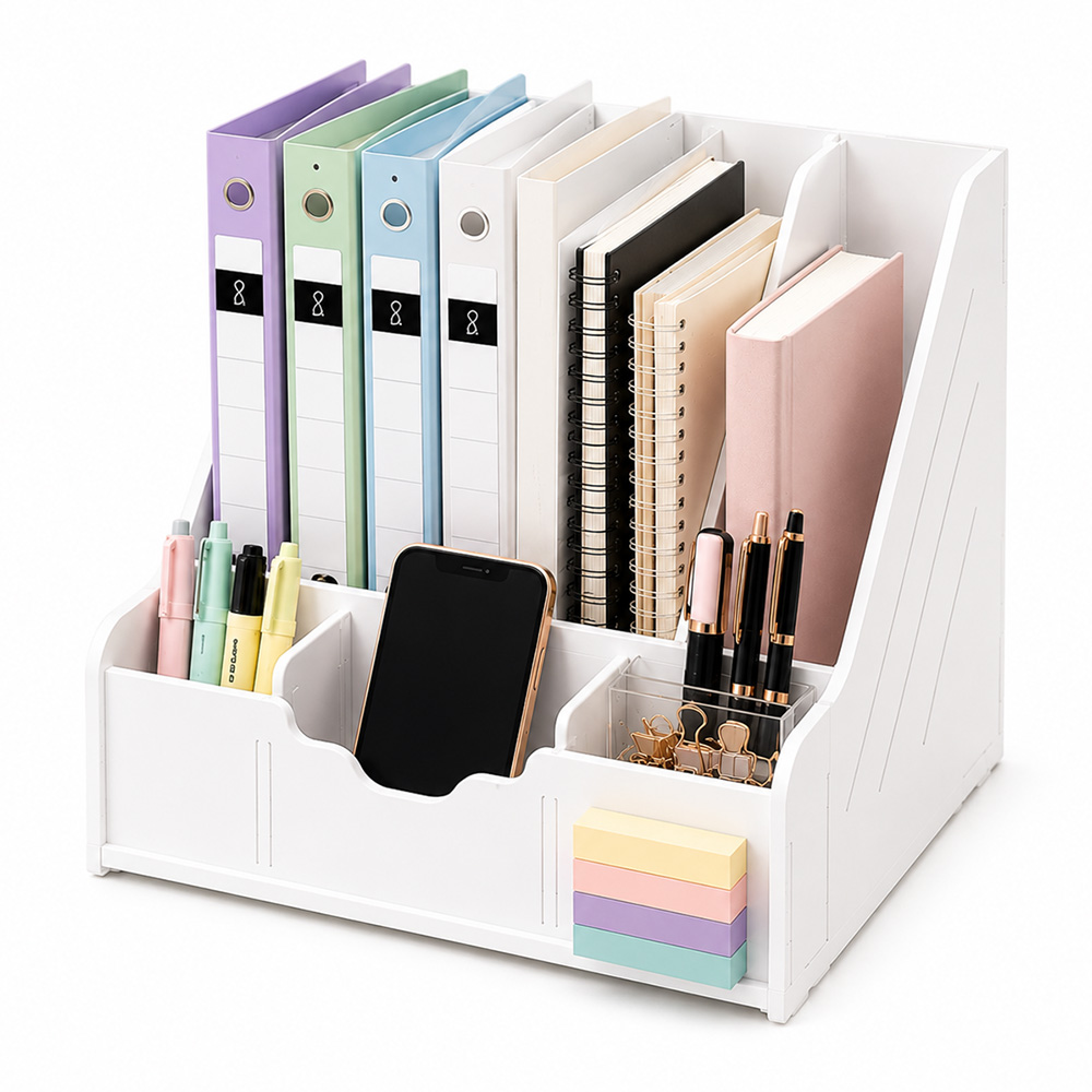 ORGANIZADOR DE ESCRITORIO CON COMPARTIMENTOS PARA OFICINA ESTUDIO Y HOGAR A42 - 1