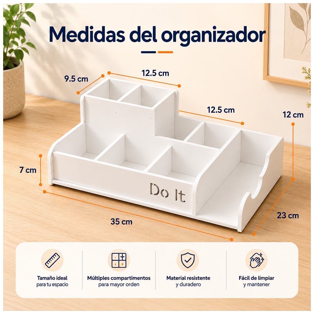 ORGANIZADOR DE ESCRITORIO MULTIFUNCIONAL CON COMPARTIMENTOS AJ1 - 6
