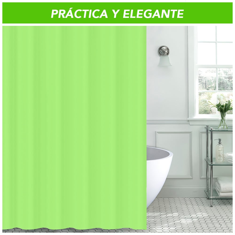 CORTINA DE BAÑO MODERNA IMPERMEABLE ACCESORIO PARA DUCHA VERDE BB1 - 5
